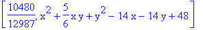 [10480/12987, x^2+5/6*x*y+y^2-14*x-14*y+48]